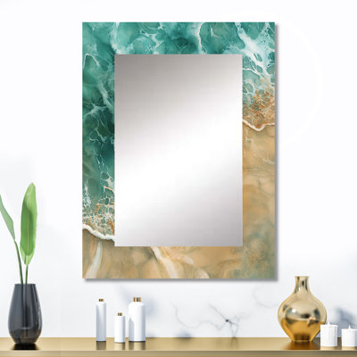 Coastal Spiral Emerald Seashell II - Green Coastal Wall Mirror
