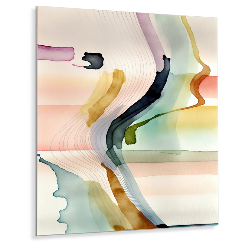 Décoration murale moderne en métal multicolore vagues abstraites III, H 20 po x l 12 po x P 1 po