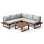 Solid Wood L-Shape Outdoor Sectional Sofa Set With Coffee Table