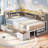 Corner Daybed Frame with 6 Drawers and Storage Bookcase Daybed with Charging Station and LED Lights-122632851-123467513