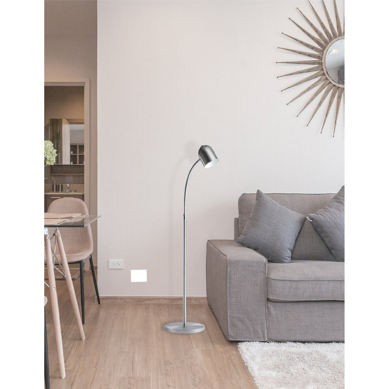 Sam 53 " LED Task Floor Lamp, Satin Chrome