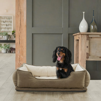 Lit pour animal de compagnie texturé en peluche rectangulaire avec doublure en micro vison
