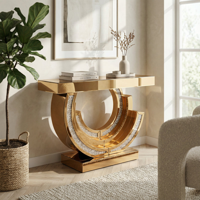 Console Modern Diamond Crush, Brun