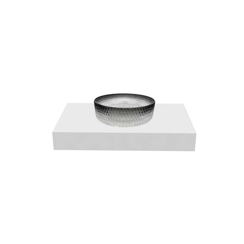 Lavabos vasques rondes en cristal noir 14 "avec base blanche 30" Scotch, Dégradé noir