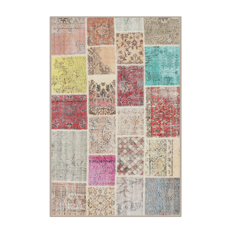 Tapis contemporain gris / beige / brun, Rectangle 7 pi x 9 pi