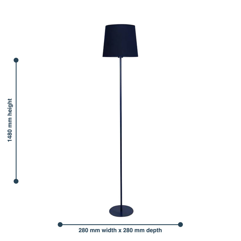 Mieshia Polished Chrome Plate Column Floor Lamp, Navy Blue