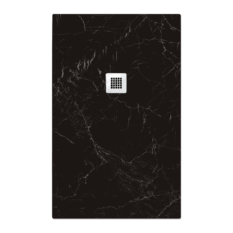 Dekor Rectangle Black Marble Effect Shower Tray - Multiple Sizes, 25mm H x 700mm W x 1700mm D