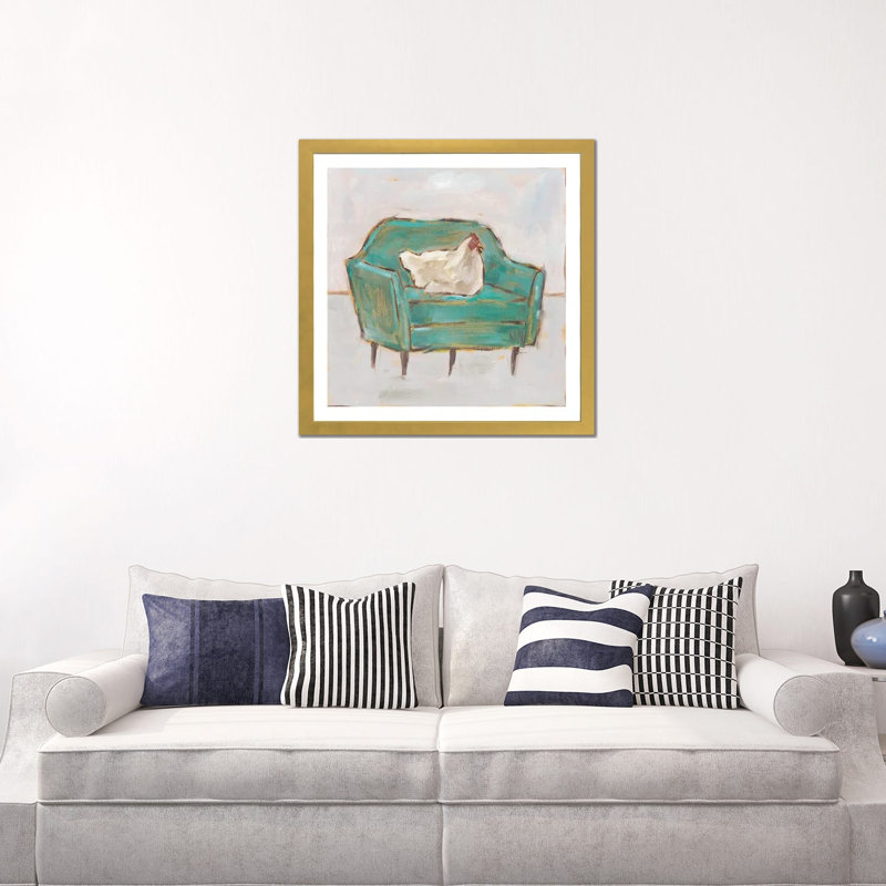«Creature Comforts VII» par Ethan Harper - reproduction d'art, H 24 po x l 24 po x p 1 po, Papier encadré doré, Blanc