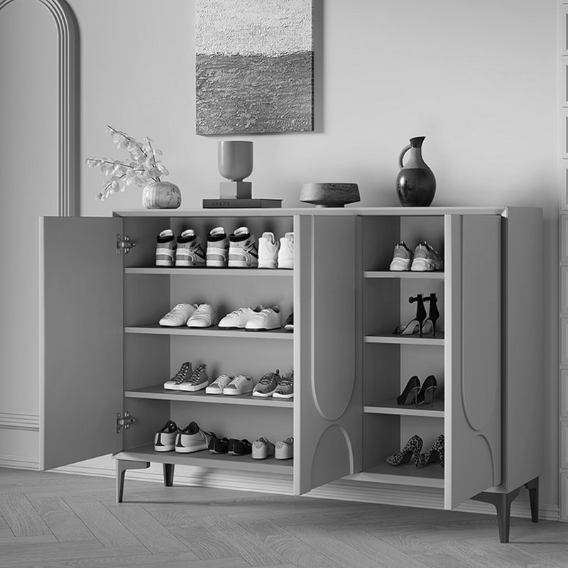 28 Pair Shoe Storage Cabinet, Gray