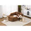 Méridienne courbée à compression avec méridienne intérieure moderne en chenille avec canapé-lit à assise profonde et 1 coussin, canapé-lit pour salon, chambre à coucher, appartement, caramel.-129444914
