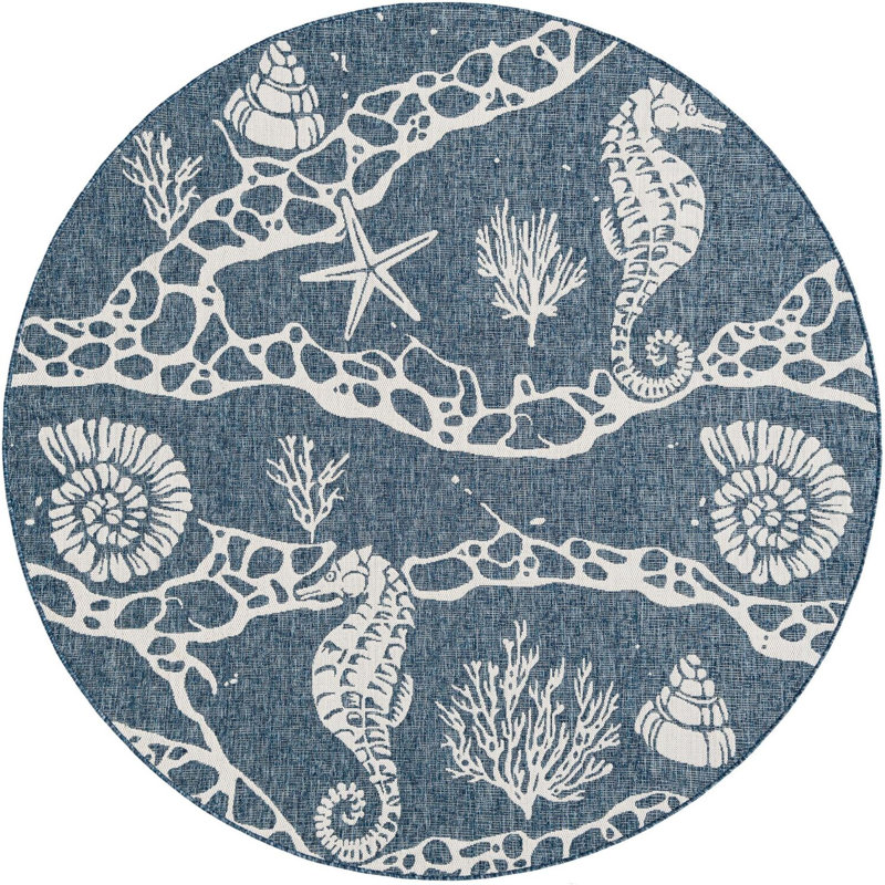 Tapis contemporain bleu marine Aycan, Rond 7 pi 10 po