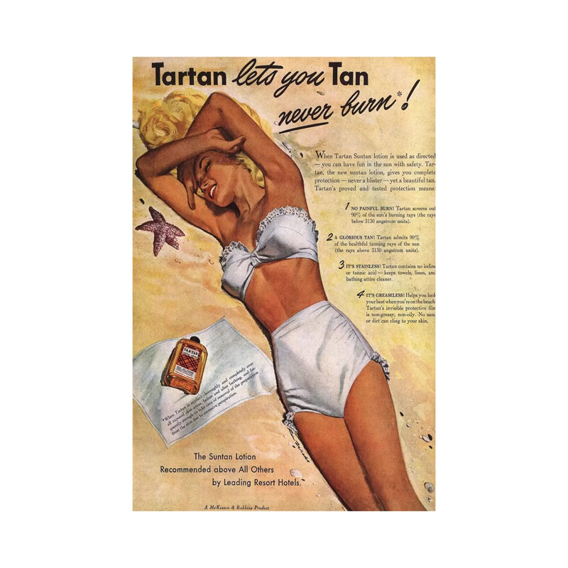 1940s Tartan Sunscreen Magazine Advert by The Advertising Archives - Gallery-Wrapped Canvas Giclée on Canvas, Wrapped Canvas