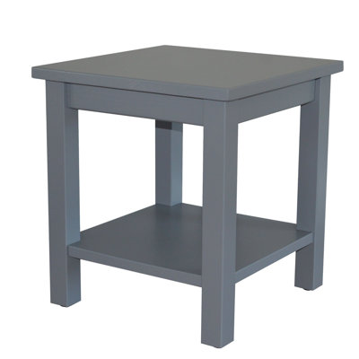 Versaloft Solid Wood Amish End Table With Shelf In Graphite Paint - Living Room Side Table
