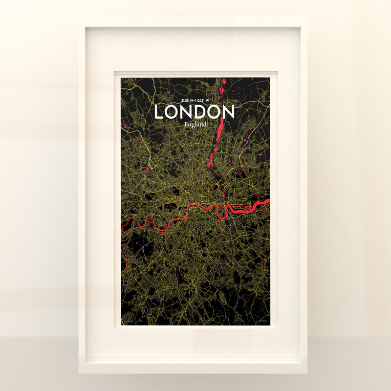 London City Map In Contrast - No Frame Print, 17cm H x 11cm W x 0.05cm D