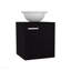 Meuble-lavabo flottant à une porte, avec lavabo vasque et une tablette, rangement de salle de bain, noir-1048219184
