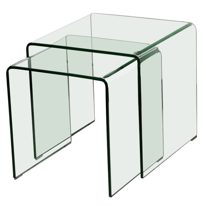 Funon Glass Top Nesting Tables Built-In Outlets