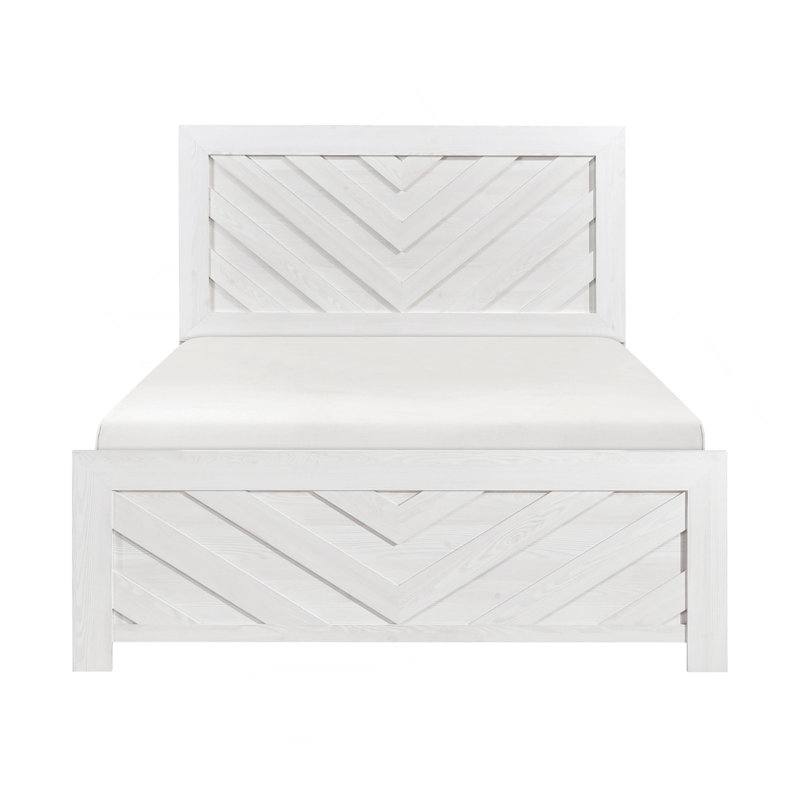 Mobilier de chambre à coucher contemporain en bois pour lit grand format 1pc, lit dans une boîte, Blanc, Grand lit