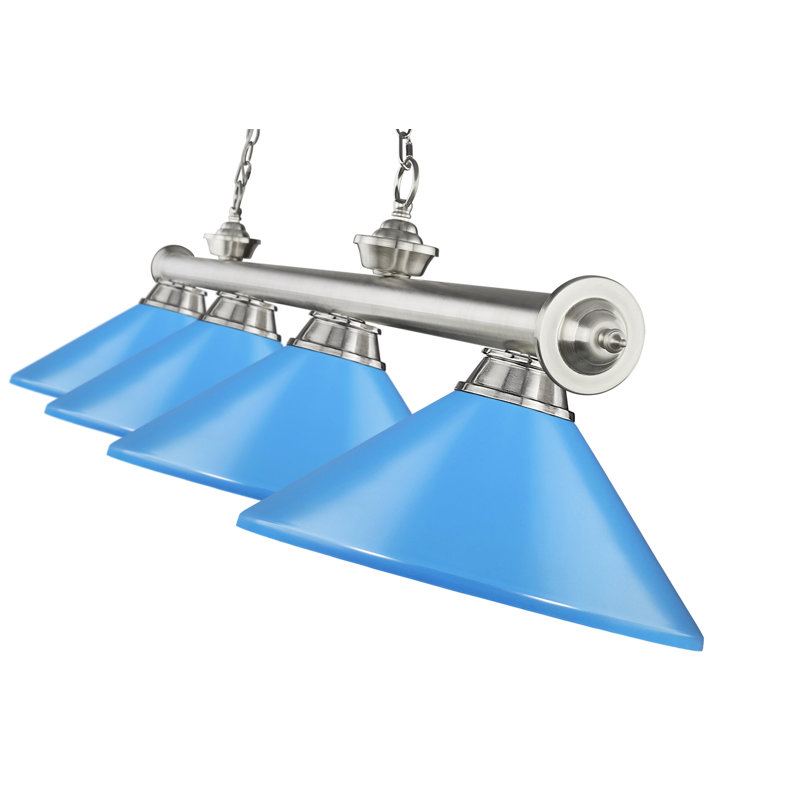 Billard 4 lumières Annaleisa, Bleu électrique, Nickel brossé