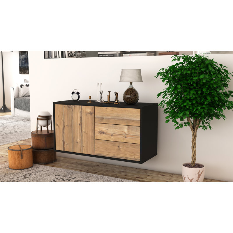 Linsley Unfinished Floating TV Stand, Pine