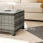 Rattan Coffee Table with Tempered Glass Top Garden Patio, Grey
