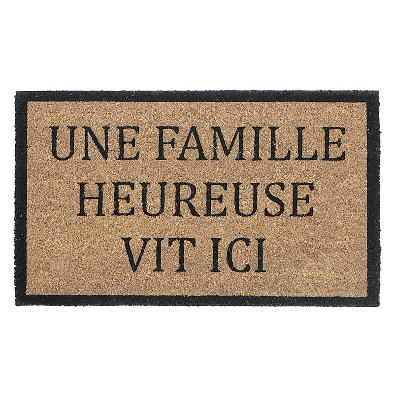 Tapis d'entrée antidérapant Une Famille Heureuse Vit Ici 30 po x 18 po