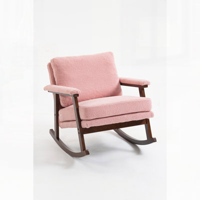 Chaise d'appoint Mid-Century moderne, chaise berçante avec structure en bois, chaises de salon rembourrées, fauteuil de lecture pour véranda de chambre à coucher