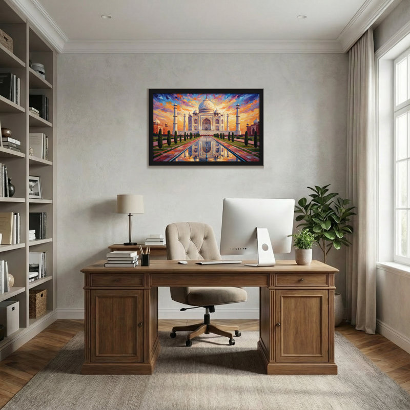 «Landscape & Nature Taj Mahal Sunset Reflection», reproduction d'art, H 20 po x l 30 po
