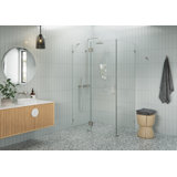 Halo 51 in. x 33 in. x 78 in. 90-degree Fully Frameless Glass Hinged Shower Enclosure