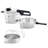 Fissler Vitavit Premium Pressure Cooker and Skillet 2 Piece Set, 6.3 Quart and 2.6 Quart with Steamer Insert and Tripod