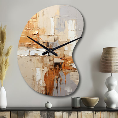 Beige gris géométrique Collage II - horloge murale en métal