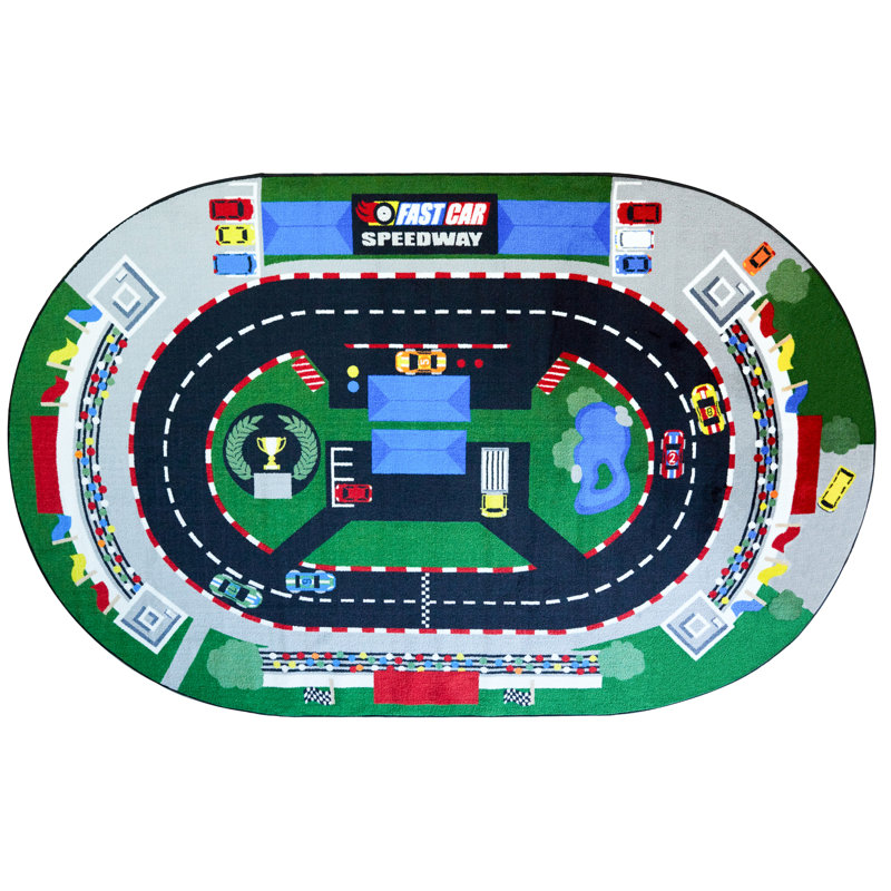 Tapis ovale pour enfants de 6 pi x 8 pi 6 po KidCarpet Raceway, Ovale 6 pi x 8 pi 6 po