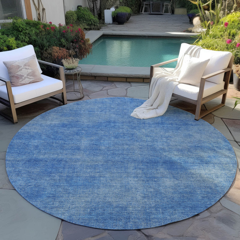 Tapis intérieur / extérieur bleu Orlena , 2 pi 6 po x 3 pi 10 po