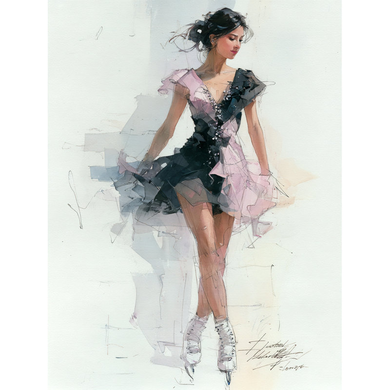 Skating Elegance Wrapped Canvas Wall Art