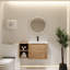 Meuble-lavabo mural avec tablettes de rangement pour lavabo en céramique et porte à fermeture en douceur-390598065