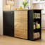 Modern Retractable Bar Table with 360°Rotation & Storage, Mobile Sideboard