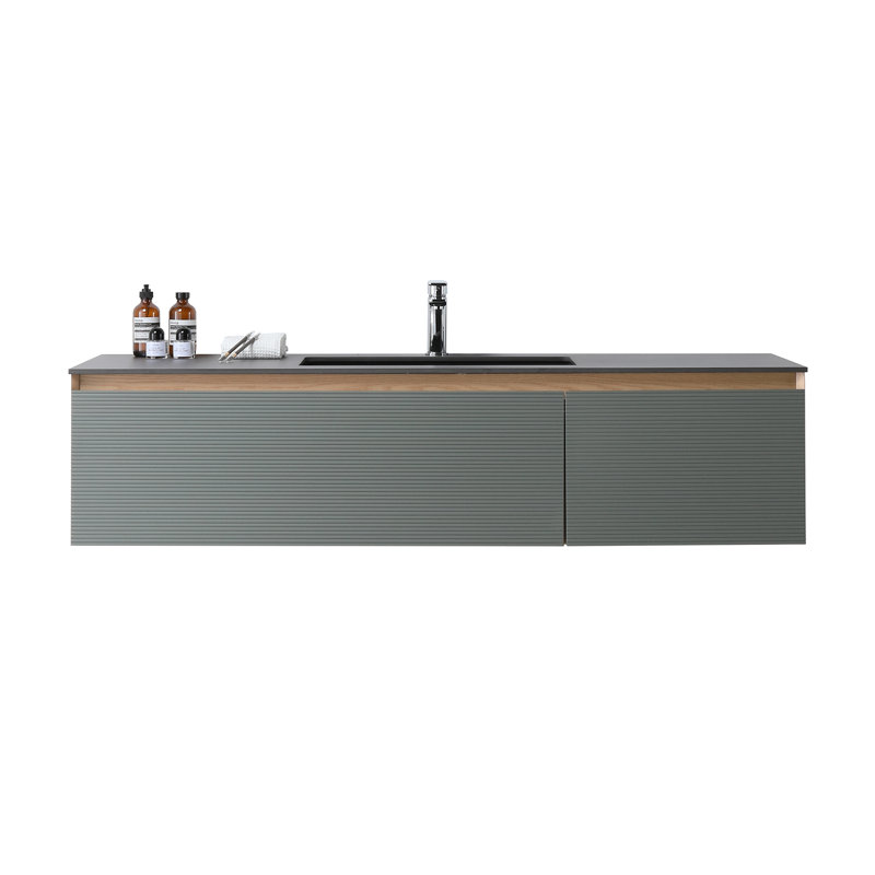 Ensemble de meuble-lavabo mural simple 59,06 po Diella, Vert sauge