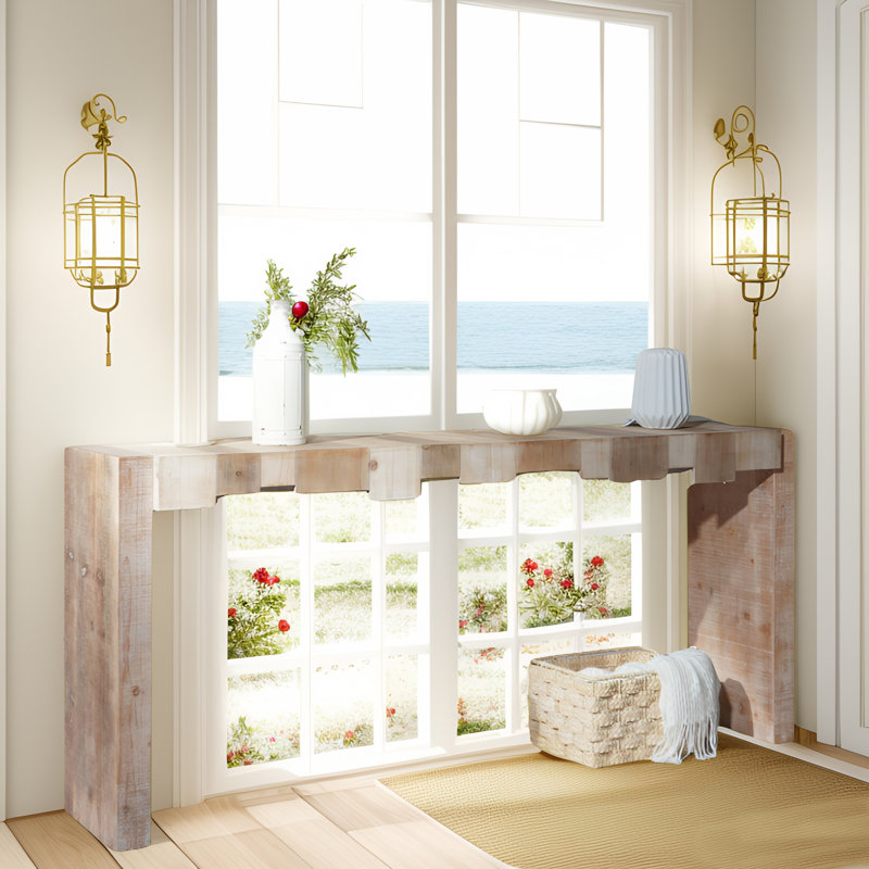 Console rustique en bois manufacturé moderne, H 31,5 po x l 65 po x P 15 po
