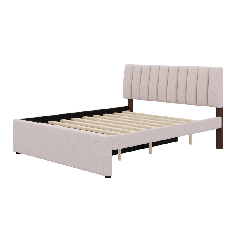 Lit plateforme tapissier Dotta, Beige, Grand