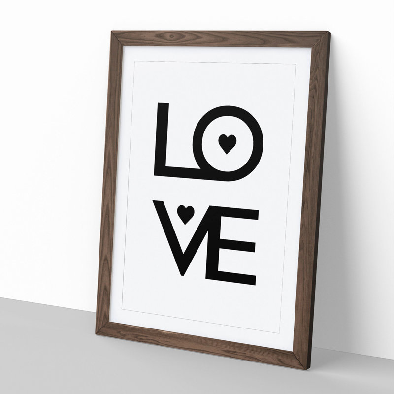 Love Heart - Picture Frame Typography, 48cm H x 36cm W x 2cm D, Walnut Framed
