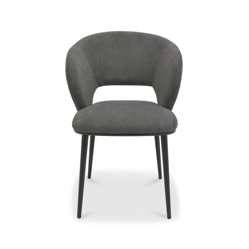 Anjelita UPHOLSTERED DINING CHAIR - BLACK SAND POWDER COATED LEGS (PAIR), Grey