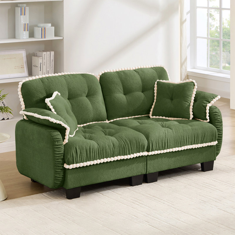 Canapé Chenille Cloud, L 70 po, Chenille verte