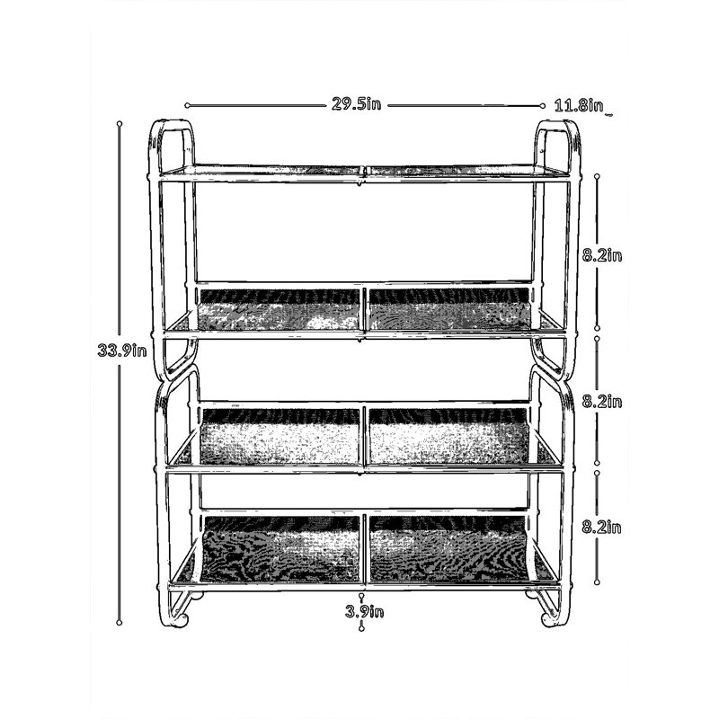 Étagère à chaussures en métal pour entrée, organisateur de chaussures empilable avec étagères en maille réglables, étagère de rangement à chaussures robuste en acier pour placard, couloir, chambre ou garage