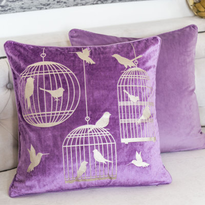  Coussin en velours Bird Cage
