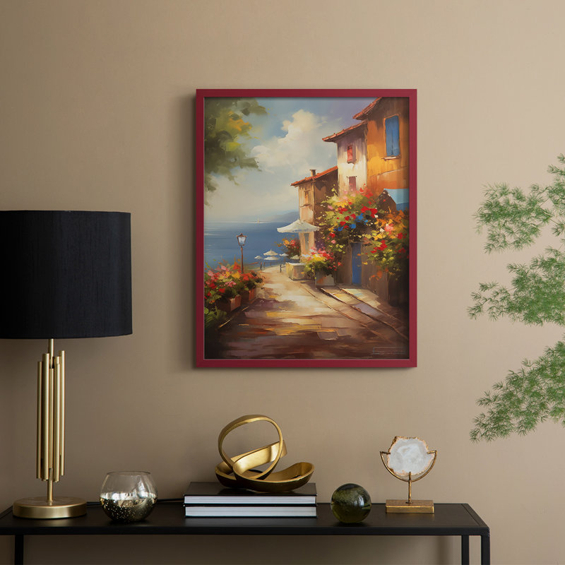 «LANDSCAPES Series CCLIX», reproduction encadrée - bois massif, Rouge, H 30 po x l 24 po