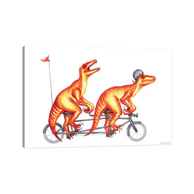 Raptors On Bike by Amélie Legault - Wrapped Canvas Print