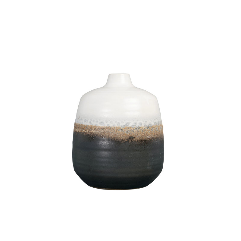 Ceramic Vase with Reactive Glaze and, 7.5" H x 6.25" W x 6.25" D