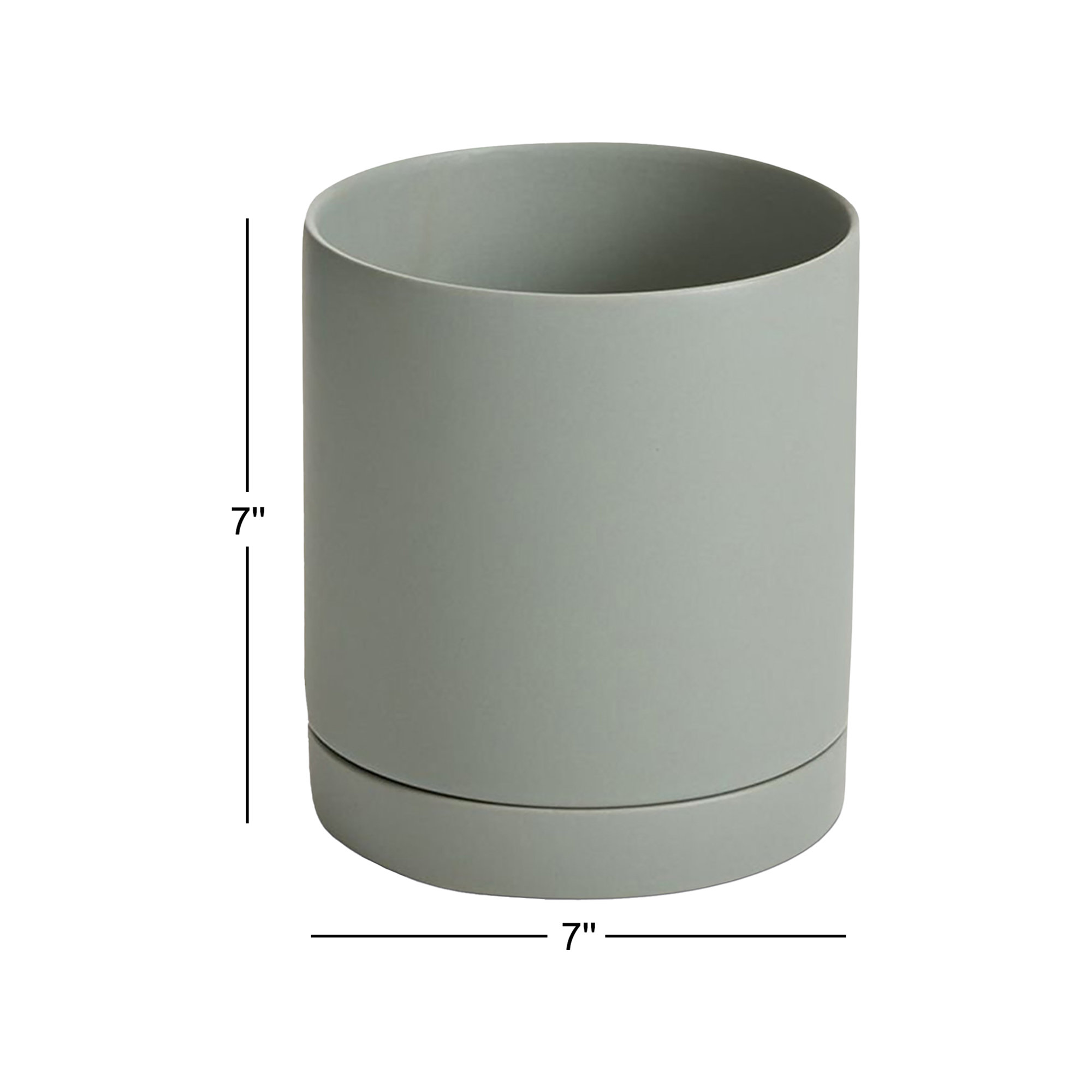 Carlotta Ceramic Pot Planter, Green, 7" H x 7" W x 7" D