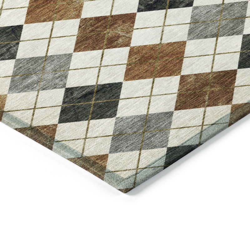Machine Washable Indoor/Outdoor Kaczor ACN2237 Geometric Rug, Rectangle 10' x 14'