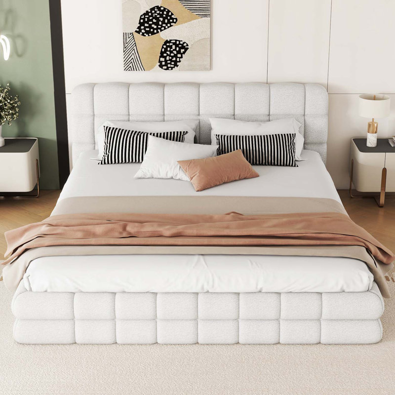 Grand lit plateforme tapissier