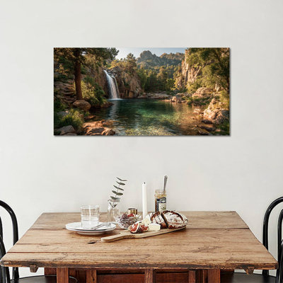 Art mural cascade, art mural de paysage naturel pour le salon, images de cascade pour la peinture de paysage mural, décoration murale de photos de la nature pour le bureau de la chambre à coucher, peinture murale sur toile cascade prête à être suspendue 20 po x 40 po